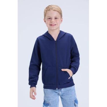 Imagem de Jaqueta Infantil Unissex de Inverno Moletom Liso com Capuz - Vida Cost