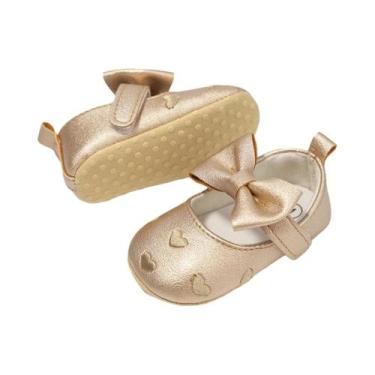 Imagem de Sapatos De Princesa Dourados Para Bebês Meninas Com Laço Fofo E Flor, 