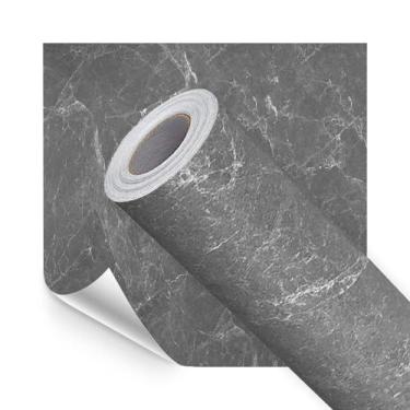 Imagem de Papel de Parede Marmorizado Autoadesivo Lavavel Cinza Escuro 2M x 60cm