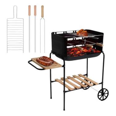 Imagem de Churrasqueira Móvel Califórnia Mor Com Bacia Esmaltada E Rodinhas Comp