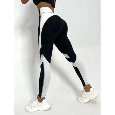 Imagem de Leggings de ioga de dois tons com controle de barriga Calças esportiva