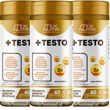 Imagem de Suplemento Mix Nutri + Testo: Zinco, Arginina, Taurina - 60 Caps Kit 3
