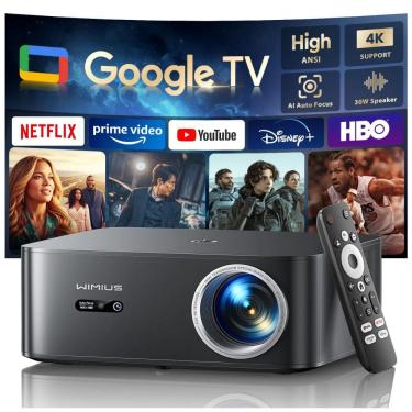 Imagem de Projetor Smart WiMiUS Preto Google TV WiFi 6 Bluetooth 1080P K13