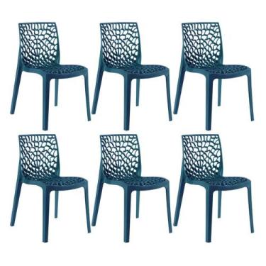 Imagem de Laraz Home Decor, Kit 6 Cadeiras Gruvyer - Azul Petroleo