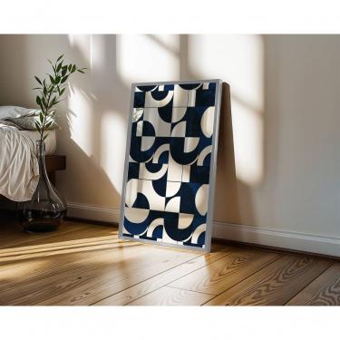 Imagem de Quadro Decorativo Bauhaus 9 Retangular 70x50CM em Canvas com Moldura de Madeira Amadeirado