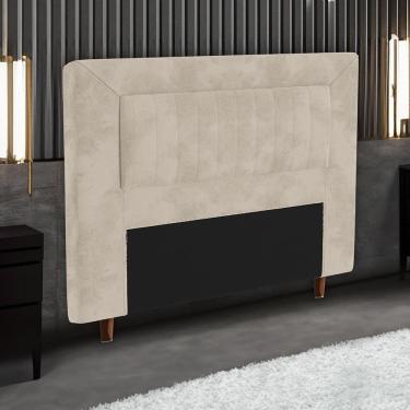 Imagem de Cabeceira Cintia King Size para Cama Box em Madeira Maciça Bege para Quarto de Casal