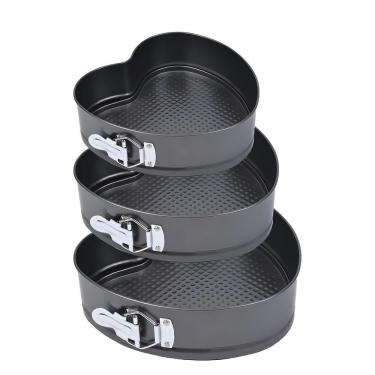 Imagem de Kit 3 Forma Bolo Torta Fundo Removivel Assadeira Coracao