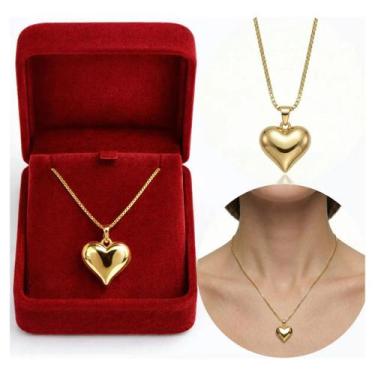 Imagem de Colar De Coração Folheado A Ouro 18k Corrente Veneziana 45cm dia das m