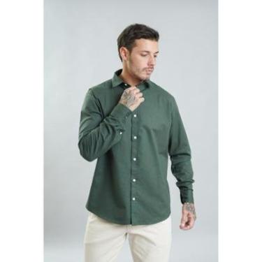 Imagem de Camisa Social Masculina Manga Longa em Algodão Color Gola Polo-Masculino