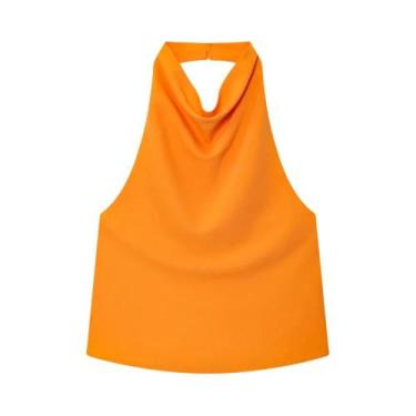 Imagem de Top Corset Feminino Halter De Cetim Sem Costas Amarelo Rosa Preto Eleg