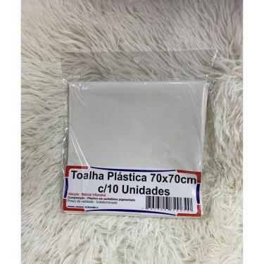 Imagem de Kit Toalha de Mesa Lisa Kit 10 Plástica Quadrada 70x70cm 10 Peças Branco OEM para Festa e Evento