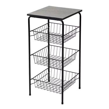 Imagem de Fruteira com 3 Cestos Fruteira Utimil para Organização em Aço com Tampo Superior para Cozinha Preto Utimil Industrial