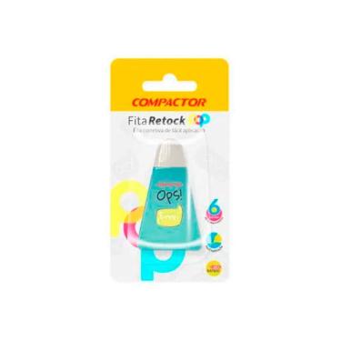 Imagem de Fita Corretiva Compactor Retock Pop para Correções Limpas e Precisas com Fita Branca Opaca 1 Unidade Azul