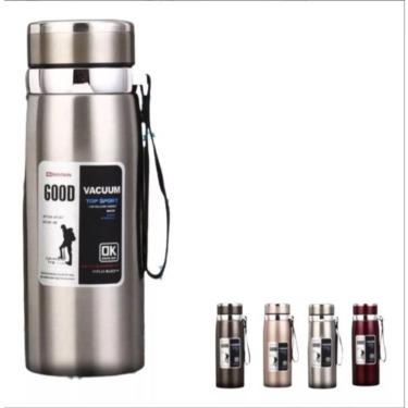 Imagem de Garrafa Térmica Garrafa 600ml Ou 1000ml Inox com Infusor para Água Café Chá em Aço com Filtro Alça para Uso Diário Prata