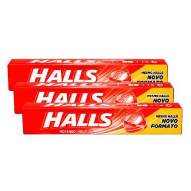 Imagem de Kit 3 Bala Halls Morango 28g