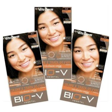 Imagem de 3 Tintas De Cabelo Bio V Cor 4.0 Castanho Medio Vita Derm