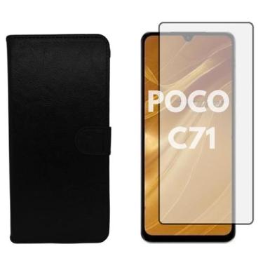 Imagem de Capa Carteira + Pelic. Vidro Compatível Para Xiaomi Poco C71 - Generic