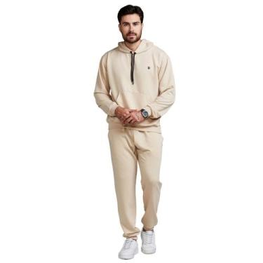 Imagem de Conjunto Moletinho Masculino Calça Moletom - Daze Modas, G, Bege