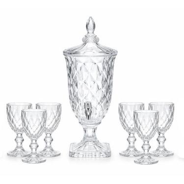 Imagem de Suqueira de Vidro 2L Com Jogo 6 Taças 375ml Cristal Kit - Emporio do R