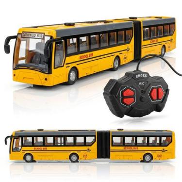Imagem de Miniatura Ônibus Escolar Com Controle Remoto E Luz Carrinho Menino Par