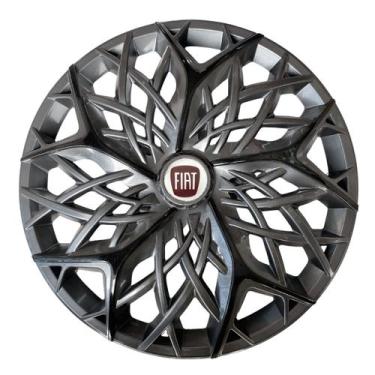 Imagem de Calota esportiva aro 13 moove graphite black + emblema resinado fiat v