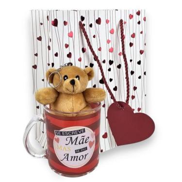 Imagem de Kit Dia Das Mães Caneca Urso Sacola Brilhante Lembrancinha Cor:Amor - 