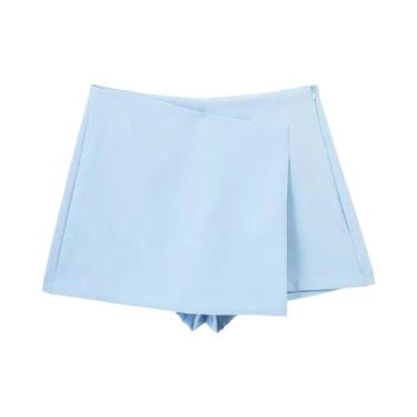Imagem de Saia Assimétrica Feminina Casual Chic Estilo Simples Shorts Básicos Fe