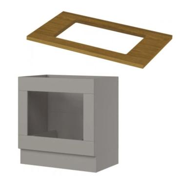 Imagem de Kit Balcão Forno Henn 80 Cm Com Cooktop Henn 80 Cm Cinza - Nature