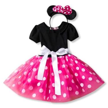 Imagem de Vestido Infantil Fantasia Halloween Carnaval de Minnie Rosa e Vermelho