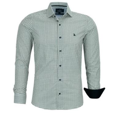 Imagem de Camisa Social Masculina Amil Manga Longa Estampada Slim Sem Bolso 100%