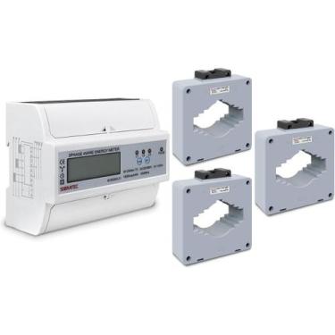Imagem de Kit Medidor de Energia M1250SA Trifásico 220/380V + 3und TC MSQ 1200/5