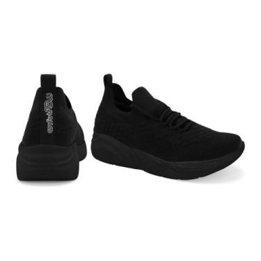 Imagem de Tênis Comfortflex Casual Feminino Slip-On Knit Preto 2360402, 35