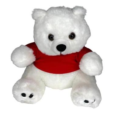 Imagem de Urso Polar De Pelúcia Camiseta Vermelha - 20 Cm - FIZZY