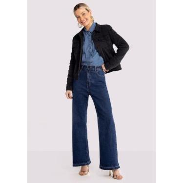 Imagem de Jaqueta Preta Jeans Forro Pelo Carneirinho Lunender 20869, Preto, G