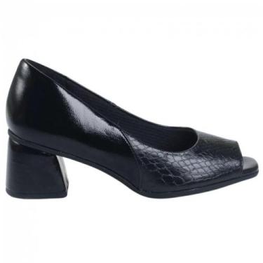 Imagem de Sapato Salto Médio Peeptoe Feminino Piccadilly 715021 Preto, 38, Preto