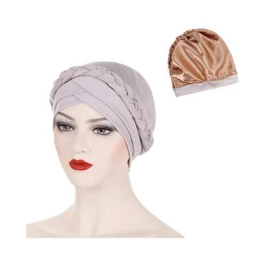Imagem de Turbante Muçulmano Feminino Forrado Em Cetim, Touca Islâmica Interna P