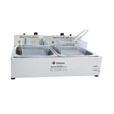 Imagem de Fritador Elétrico a Óleo 2 Cubas 4,8L 110V SFE212 Aço Inox 430 com Termostato Metalúrgica Venâncio