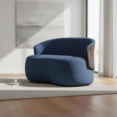 Imagem de Namoradeira Decorativa Beatriz Orgânica Composê Couro Marrom Suede Azu