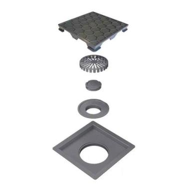 Imagem de RALO QUADRATA 10x10 BASE E TAMPO OCULTO EM PVC RABS10 - SELMETAL