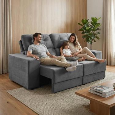 Imagem de Sofá Retrátil e Reclinável 3 Lugares Espuma Fibra Siliconada Maringá 1