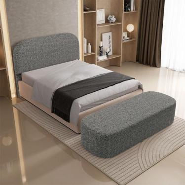 Imagem de Cabeceira Cama Box King 195cm Lanna com Puff Recamier Doha W01 Linho M