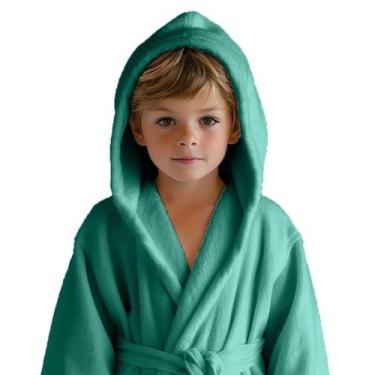 Imagem de Roupão Infantil Masculino Com Capuz De Microfibra Saída De banho Macio