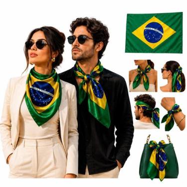 Imagem de Lenço Fashion Bandeira do Brasil 70x100cm em Tecido Multiuso para Even