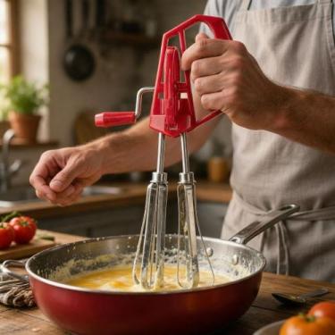 Imagem de Batedor Manual de Manivela Plástico e Inox Clink CK5508 para Cozinha