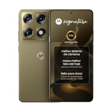 Imagem de Smartphone Motorola Signature 5G - 512GB 24GB (12GB RAM + 12GB RAM Boost), 3 cameras 50MP Sony Lytia e Zoom 100x, Tela 1.5K extreme Amoled 165hz - Verde Oliva