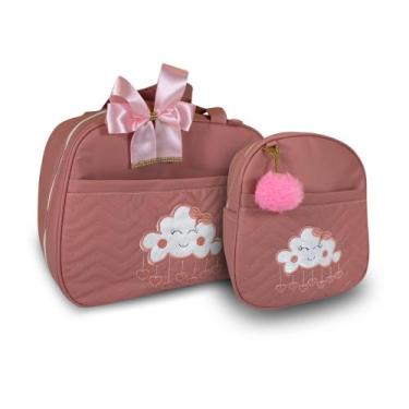 Imagem de Kit Bolsa Maternidade 2 Peças Grande Impermeável + Mochila + Trocador 