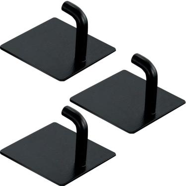 Imagem de Kit 3 Ganchos de Ferro com Adesivos para Pendurar Objetos Preto Clink