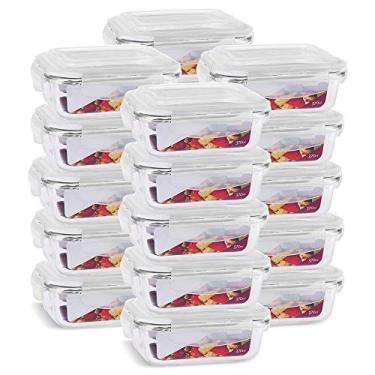 Imagem de KIT 20 Potes Vidro Herméticos Retangulares Mantimentos 370ml
