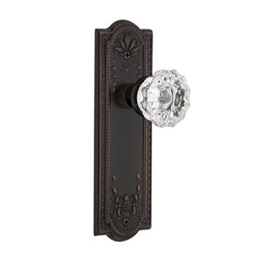 Imagem de Nostalgic Warehouse Maçaneta de porta de vidro de cristal dupla falsa Meadows Plate em bronze atemporal