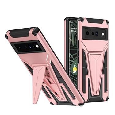 Imagem de Capa para Google Pixel 6/6 Pro com suporte magnético, capa protetora resistente à prova de choque, capa protetora de policarbonato rígido com camada dupla, rosa, 6 Pro 17 cm